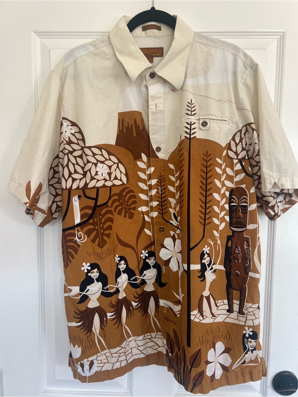 Men's Shag Tiki Toes on the Nose Short-Sleeve Hawaiian Button-Down Shirt